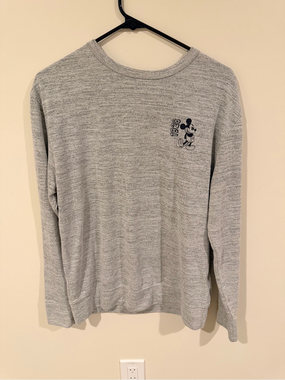 Disney Gray Mickey Mouse Long-Sleeve Crewneck Sweatshirt